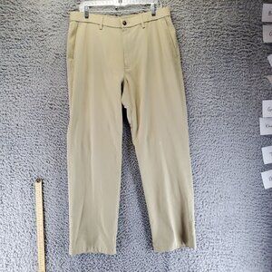 Haggar Pants Mens 34x30 Tan H26 Stretch Lightweight Flat Front Chino